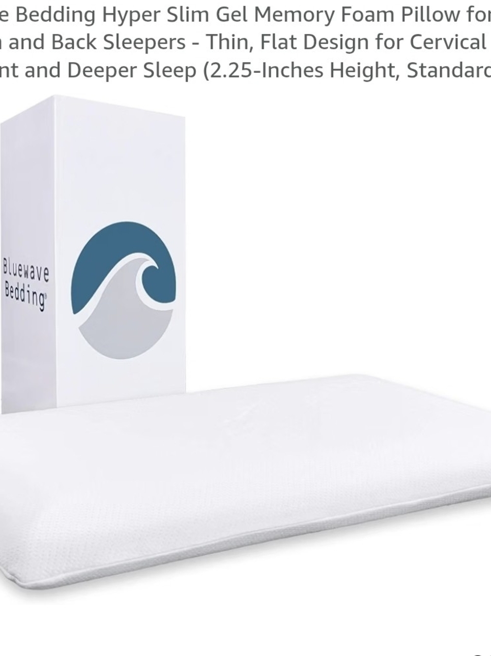 Bluewave White Hyper Slim Gel Memory Foam Pillow